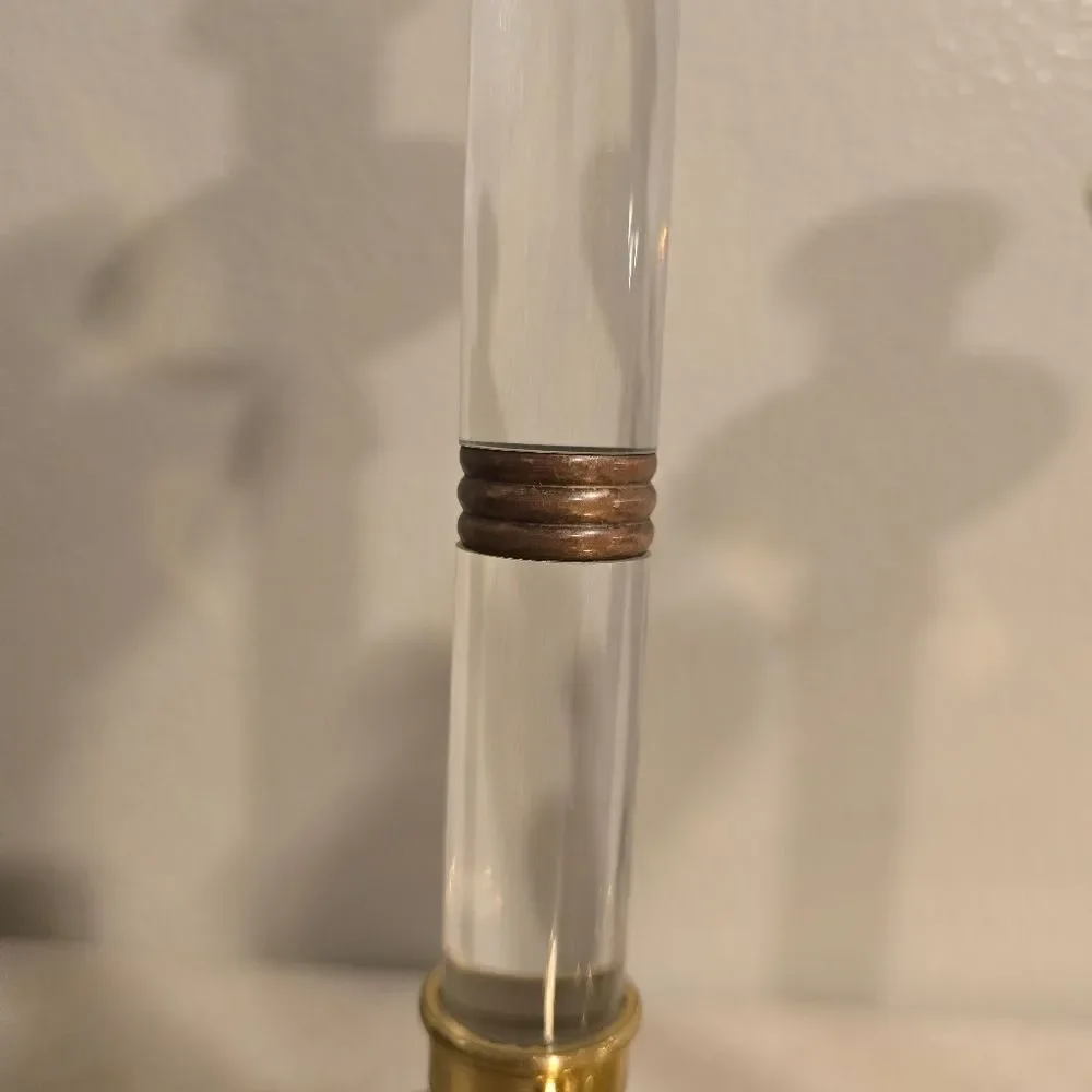 Ethan Allen Vintage MCM Brass & Lucite Candlestick Holders Set of 3